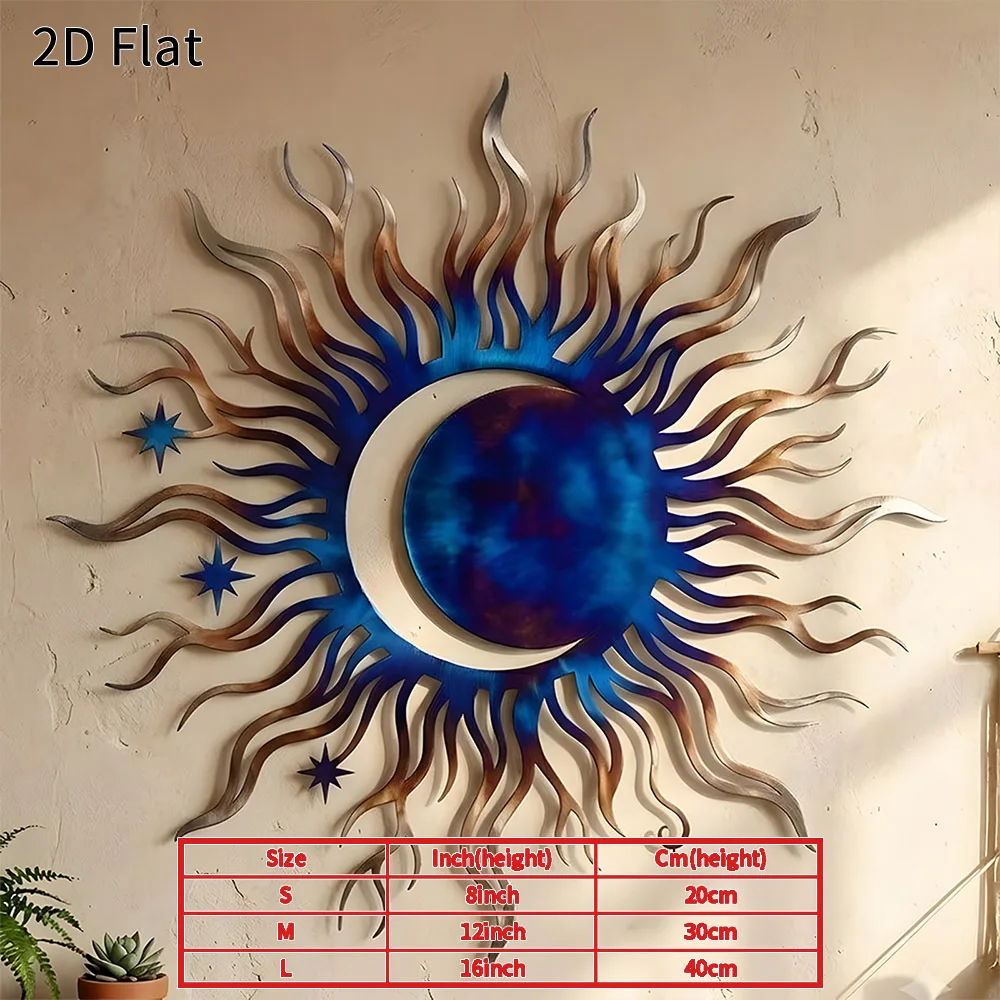 CIFBUY Sun Moon Metal Wall Art Iron Celestial Sign Waterproof Durable Modern Decor for Home Living Room Bedroom Patio