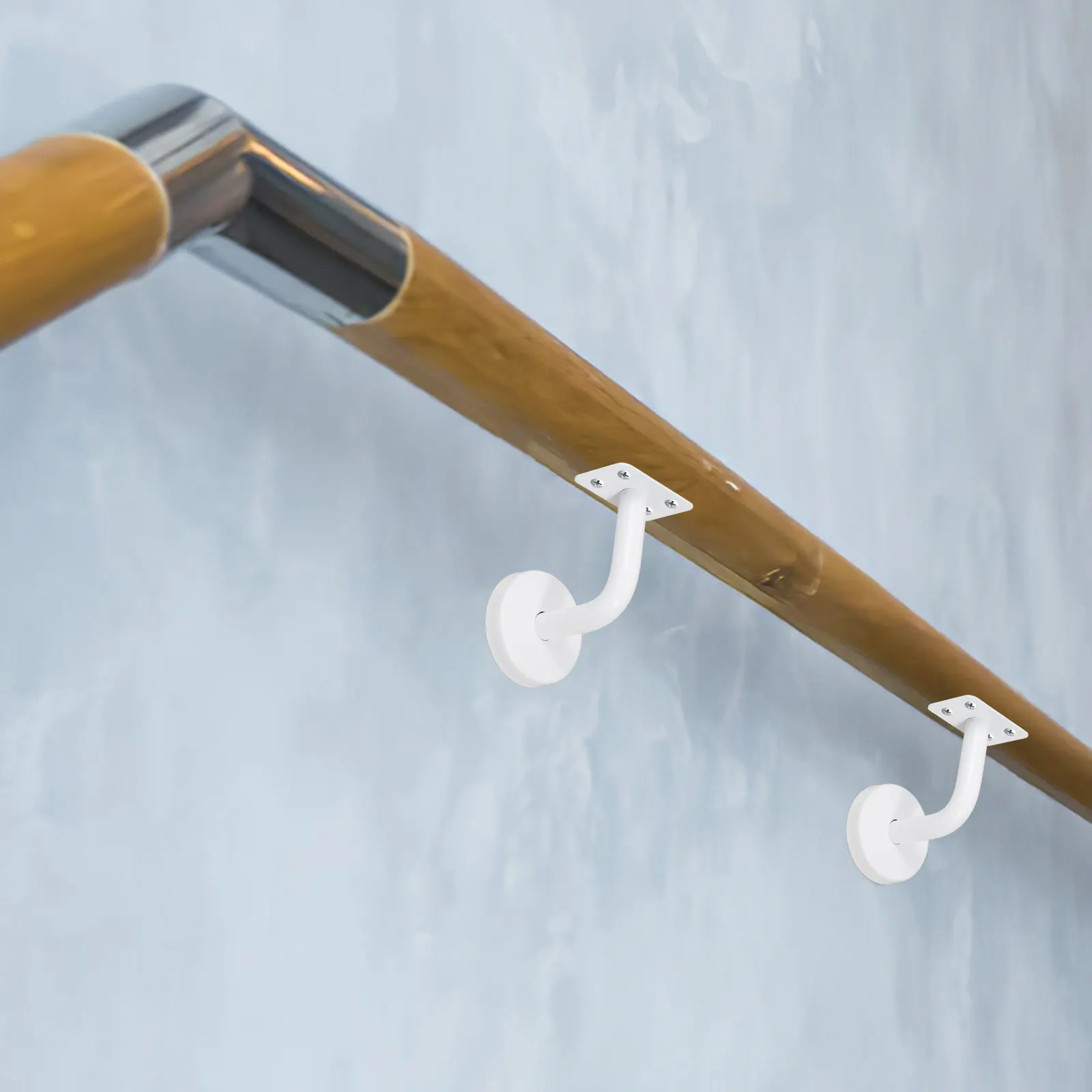 

Stainless Steel Handrail Brackets Wall Mounted Heavy Duty for Staircase Stair Guardrail Porch Railing Basement Support Elegant