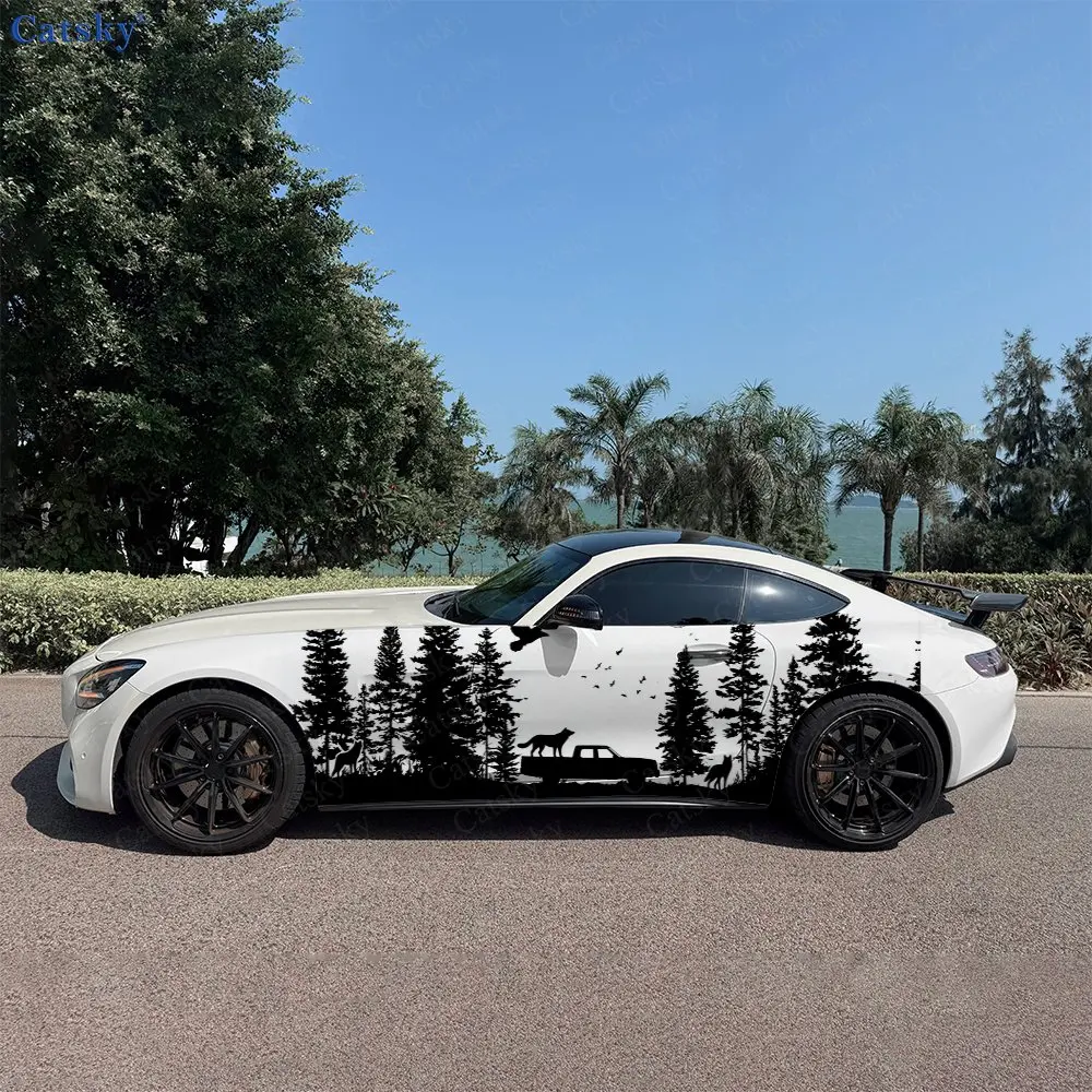 

2pcs Timberwolves Splash Decal, Durable, Fade-Resistant, Enhance Vehicle Aesthetic With Bold Design Car Vinyl Wrap