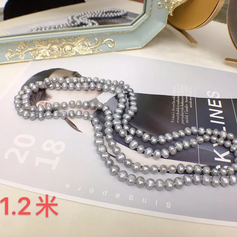 Freshwater Pearl Sweater Chain for Women Summer Korean Version 8-9mm One Style Multiple Wear Fashion Simple Elegant Versatile Tr