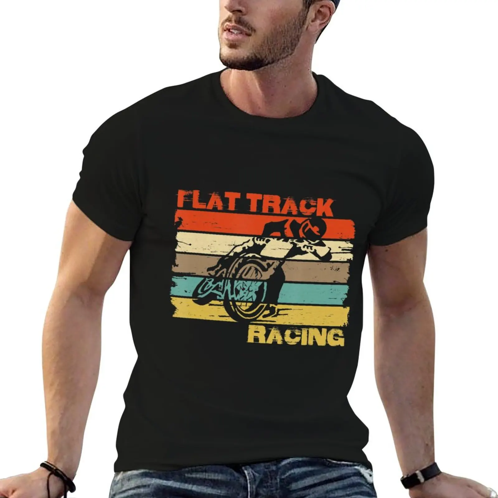 Vintage Flat Track Motorcycle Racing Speedway T-Shirt anime stuff basketball graphic tees T-shirt men