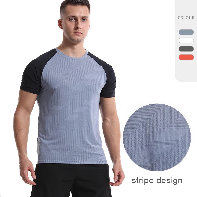 

Sportswear for Men Quick-Drying T-Shirts Running Jogging Short-Sleeved Outdoor Training Splicing Fitness Clothing Casual