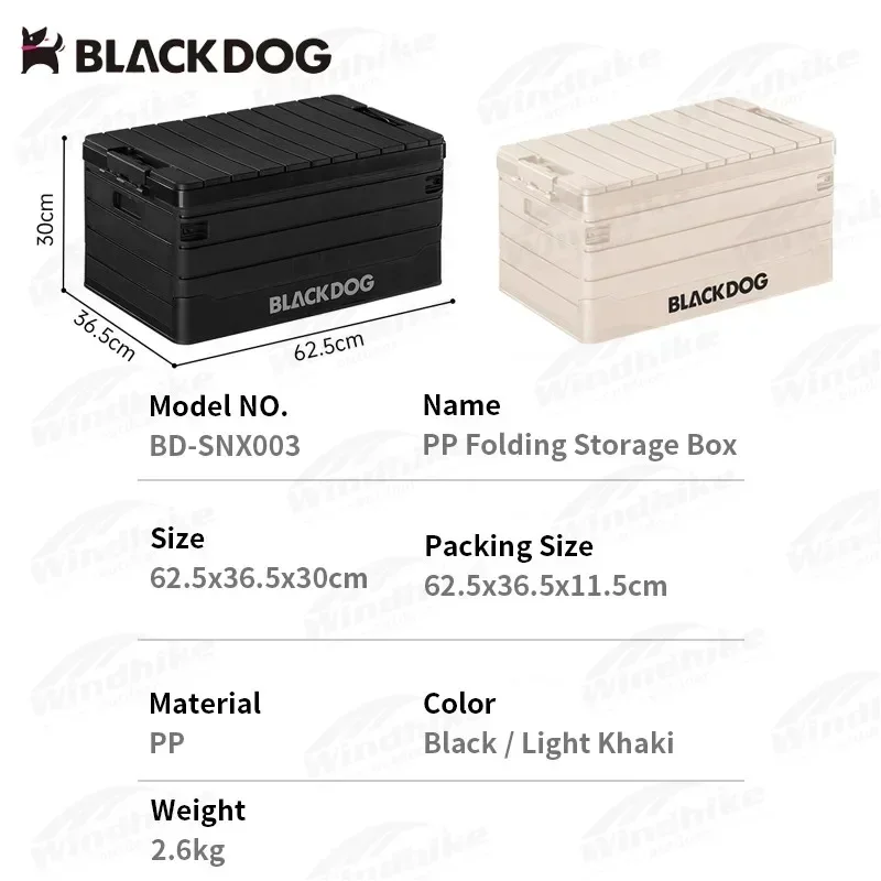 Naturehike-BLACKDOG Ultralight Folding Storage Box 2.6Kg Outdoor Camping Pp Picnic Box Table Top Bearing Weight 20Kg