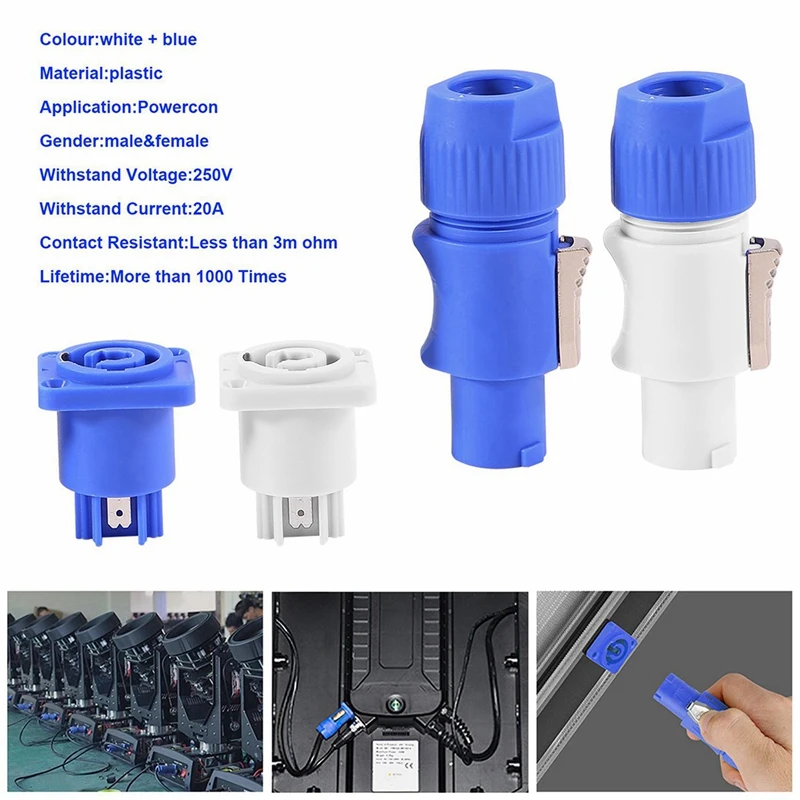 60PCS Neutrik Powercon Type A NAC3FCA+NAC3MPA-1 Chassis Plug Panel Adapter