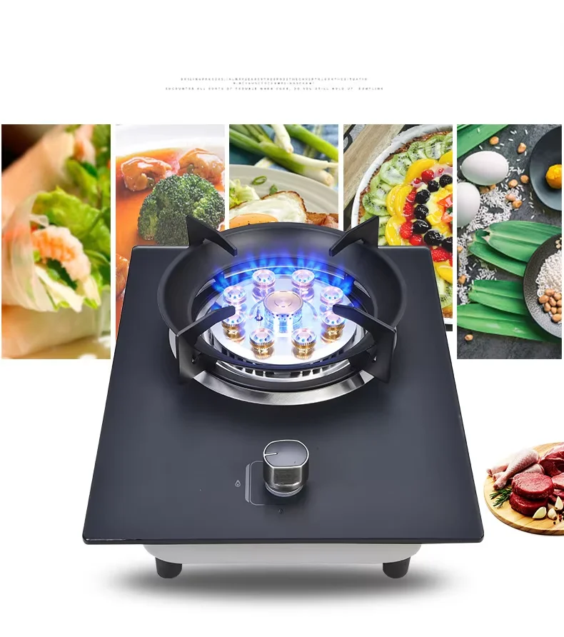 

LНовая одинарная плита из закаленного стекла с 9 огненными отверстиями, бытовая газовая плита, кухонная плита