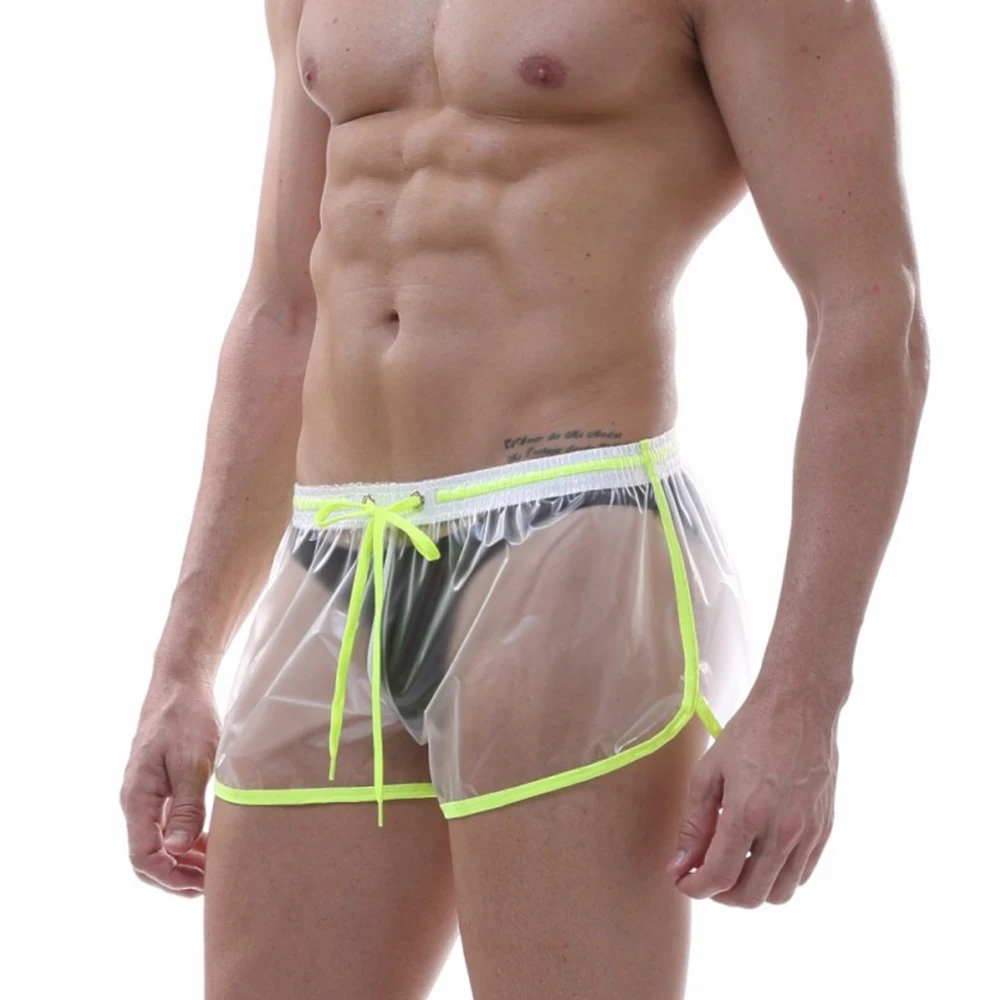 Men\'s Sexy Swimsuit See Through Transparent Swimwear Waterproof Board Shorts Swimming Boxer Trunks Summer Beach Pool Surf Wear