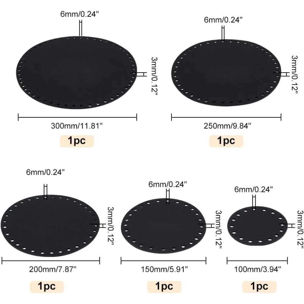 10pcs Felt Basket Bottom, 5 Sizes Round Bag Bottom Crochet Basket Base Panel Bag Board Shaper 10/15/20/25/30mm for Thick