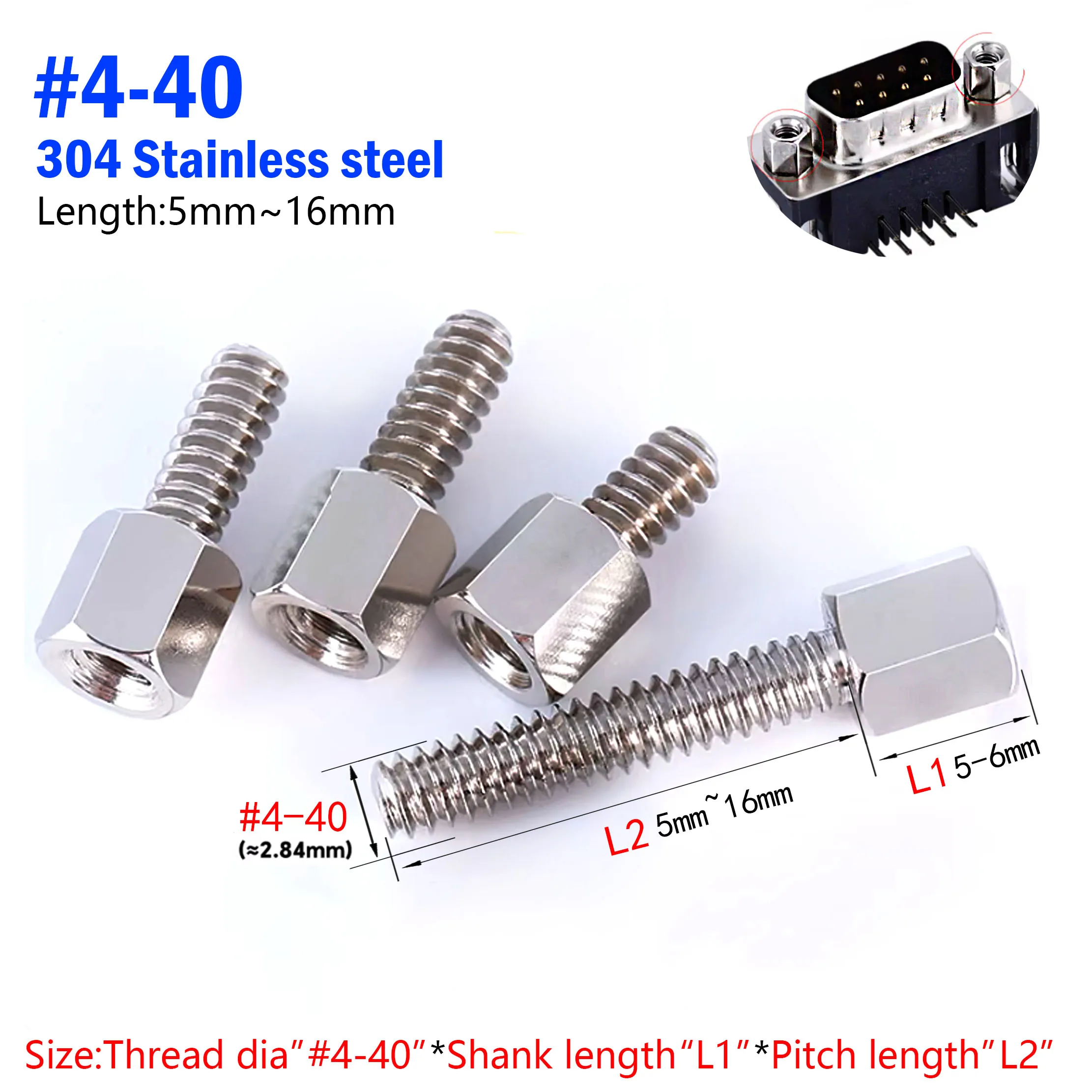 Hex Standoff Male To Female Standoff Spacer Screws #4-40 304 Stainless Steel External Hexagon Conversion Screws