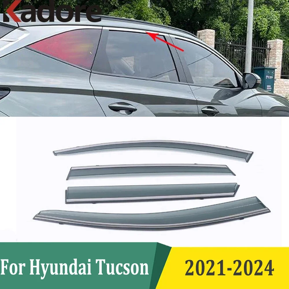 

Для Hyundai Tucson NX4 2021 2022 2023 2024, оконный козырек, оконный козырек, дверной козырек от дождя, солнцезащитный козырек, аксессуары для стайлинга автомобилей