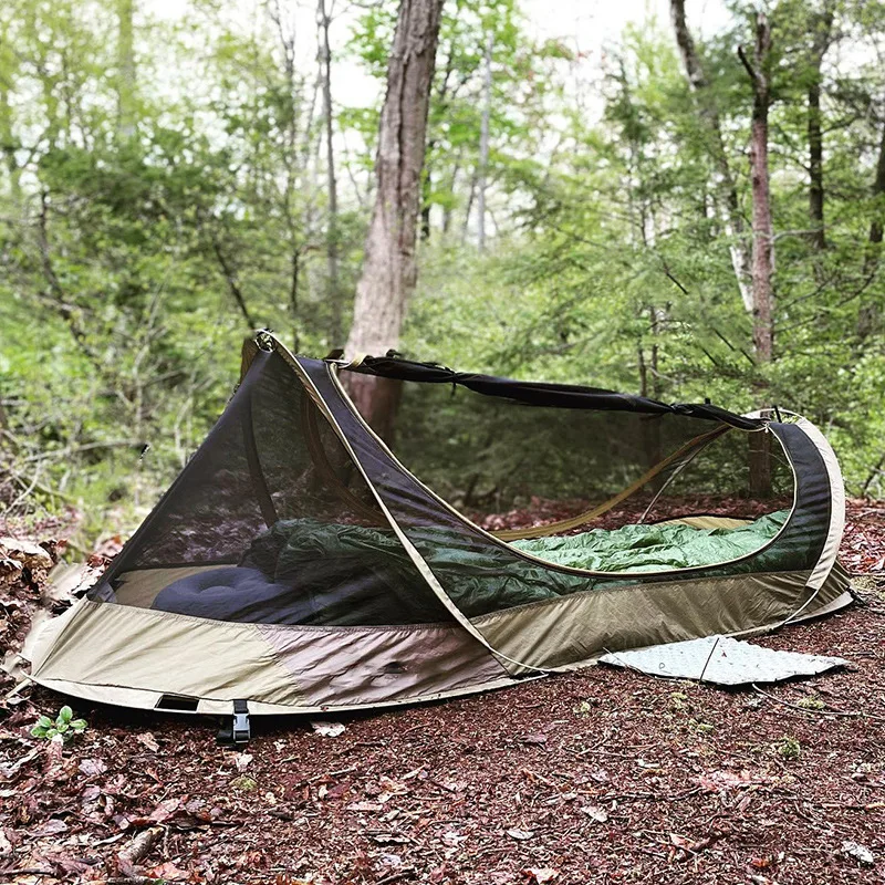 

‌Instant Pop-Up Mosquito Net Tent - Single Person Waterproof & Windproof Outdoor Camping Shelter With Carry Bag