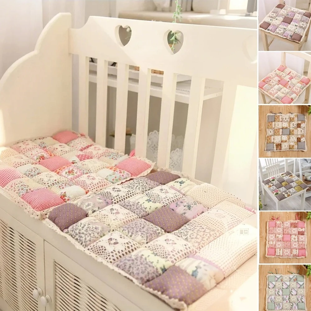 

Square Cotton Seat Cushion Flower Style Sofa Car Mat Home Kitchen Chair Sit Pad Home Kitchen Mat Pillows Home Decor Cuscineria