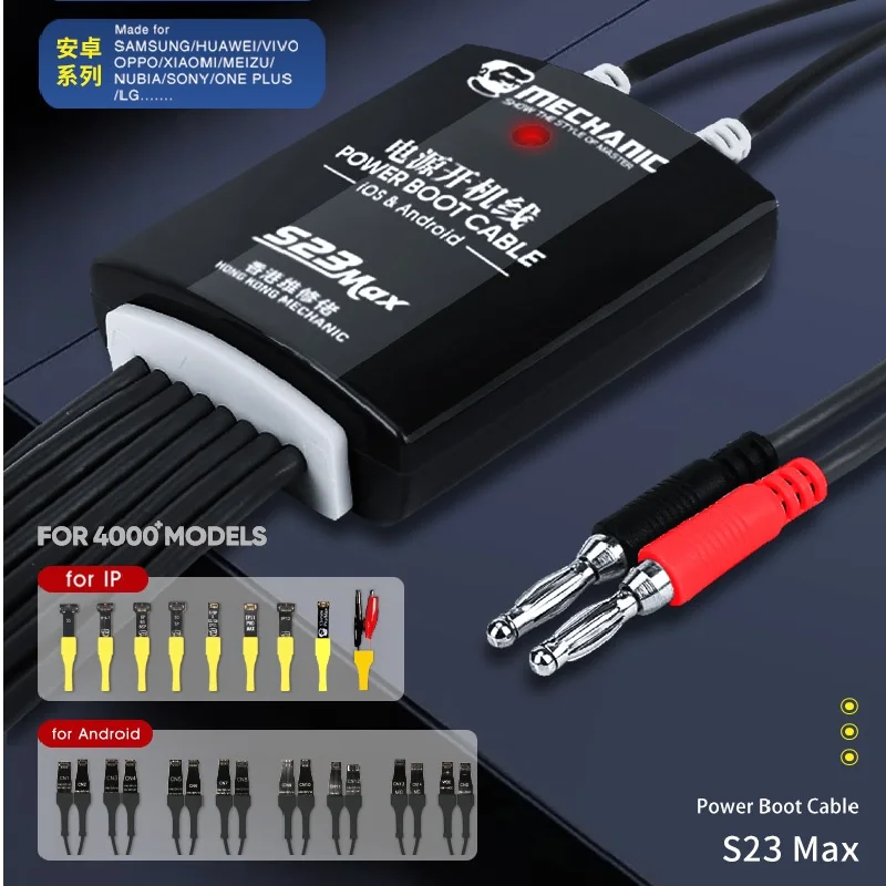 MECHANIC S23 Max Power iBoot Cable DC Supply For iPhone Android Over Current Voltage Protection Test Line FPC Soft Phone Repair