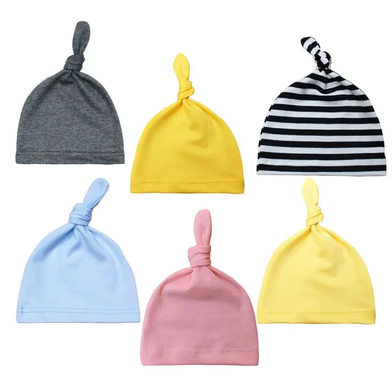 6Pcs Newborn Baby Hat Spring Autumn Boy Girls Fetal Caps Soft Windproof Warm Outdoor Hats Beanie Caps Colorful Bonnet 0-6M