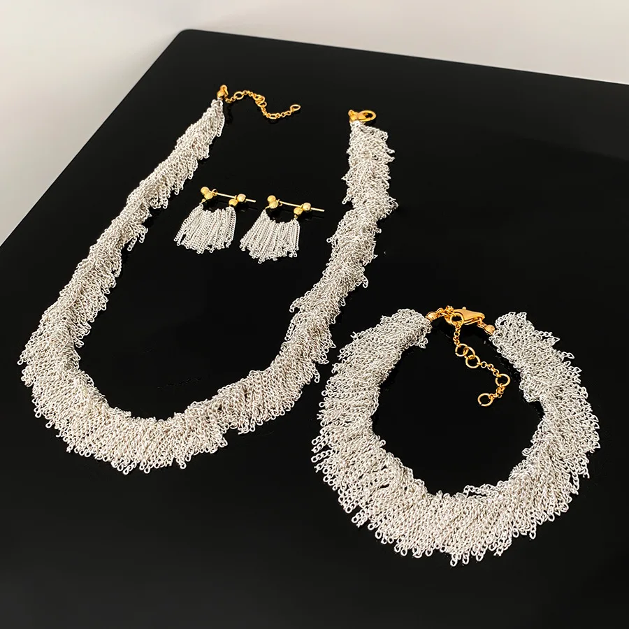 2023 New Design Silver Plated Chain Tassel Necklaces for Women Fashion Brand Jewelry Elegant Waterfall Shaped Necklaces