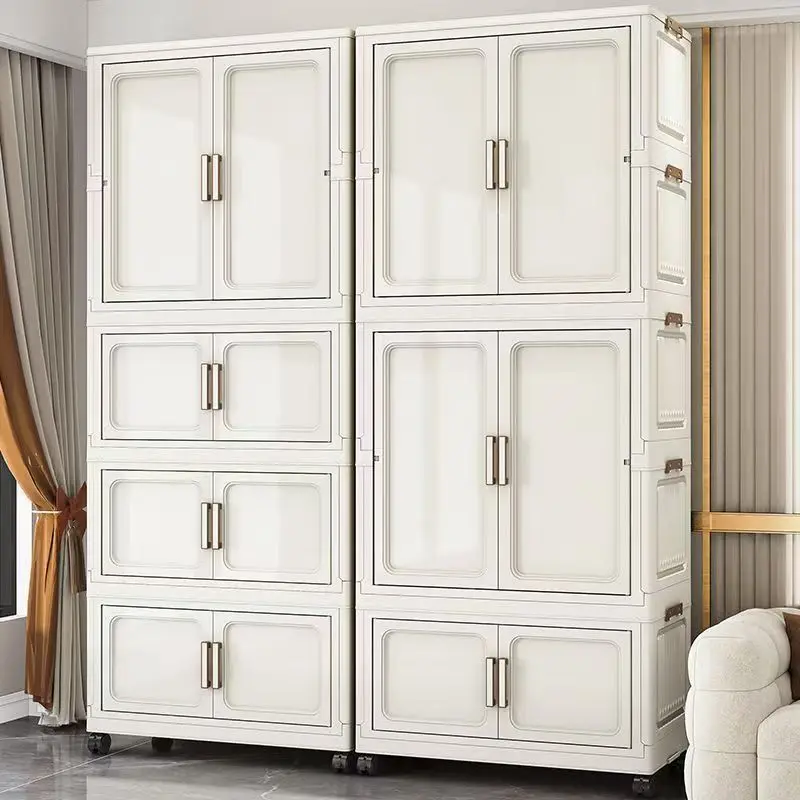 White simple wardrobe, no installation required, folding storage cabinet, toy and snack storage box, household sundries shelf 3