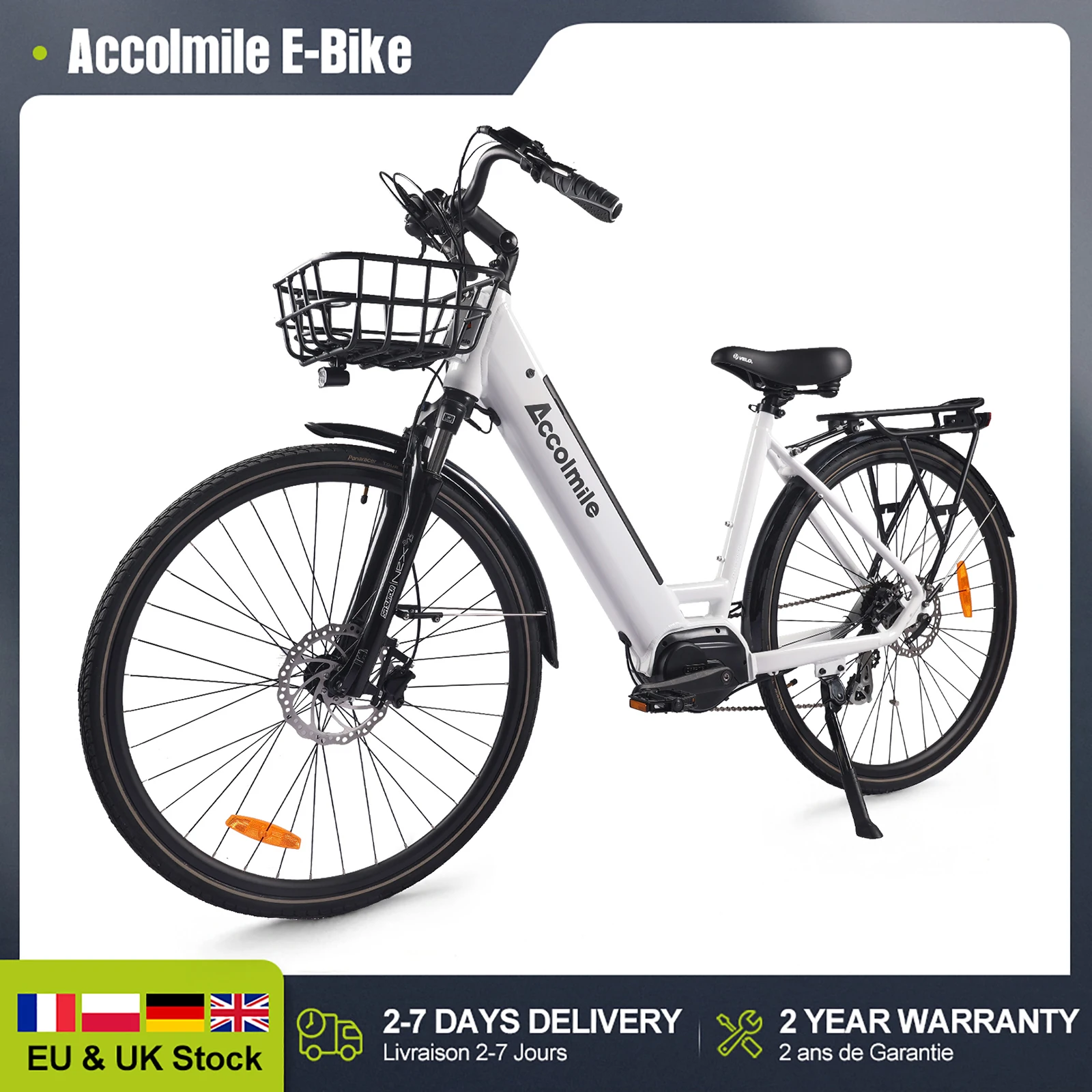 Accolmile City Electric Bike Women Men Urban Ebike 250W BAFANG Mid Motor Pedelec Bicycle For Urban Cycling Commuting CE Approval