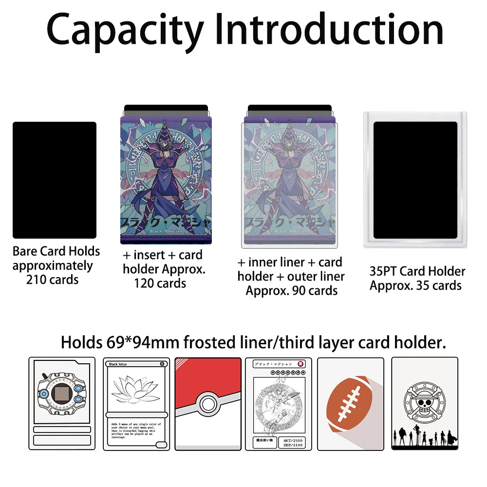TCG Playing Cards Case Card Holder Magic Theme Dark Sorcerer Inspired Trading Card Organizer With Durable Leather Stylish Design