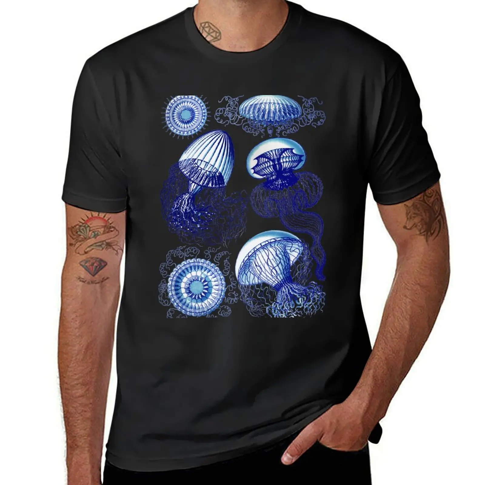 

Ernst Haeckel Jellyfish Leptomedusae Vivid T-Shirt customs plain clothes for men