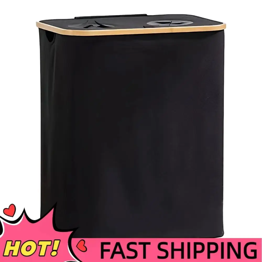 

140L Foldable Oxford 2 Sections Laundry Hamper with Lid Laundry Basket Hamper Clothes Hamper for Bedroom Bathroom Laundry Room