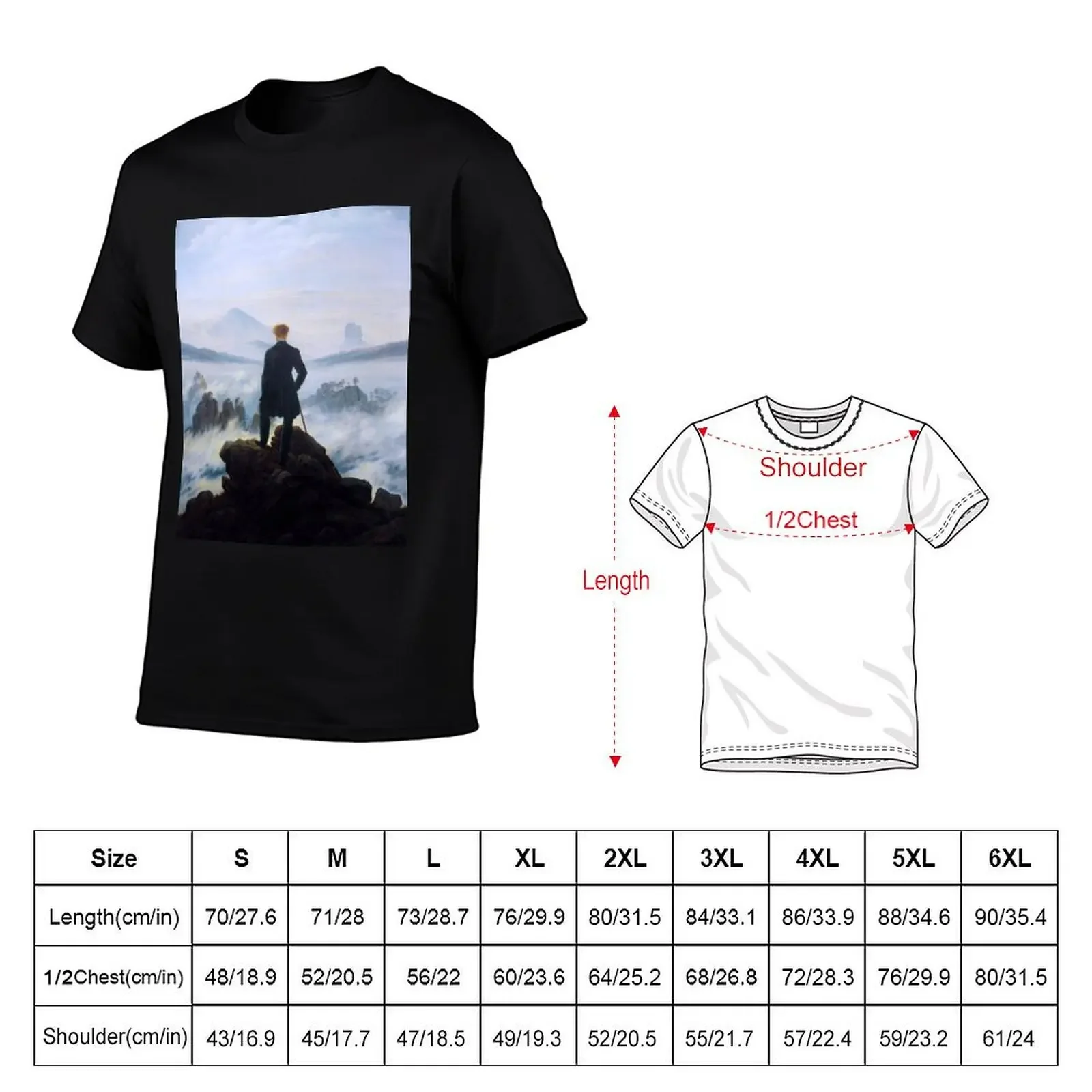 Caspar David Friedrich Wanderer above the sea of fog T-Shirt plus size tops man clothes men workout shirt