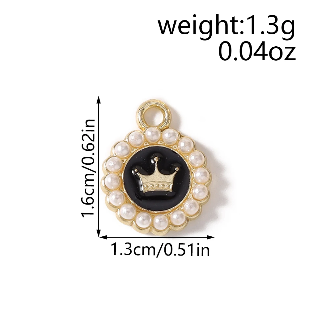 Leslie 10 Stück Emaille-Perlenkronen-Anhänger für Schmuckherstellung, Anhänger, Halsketten, Ohrringe, DIY-Armbänder, Handarbeitszubehör – Detail 1