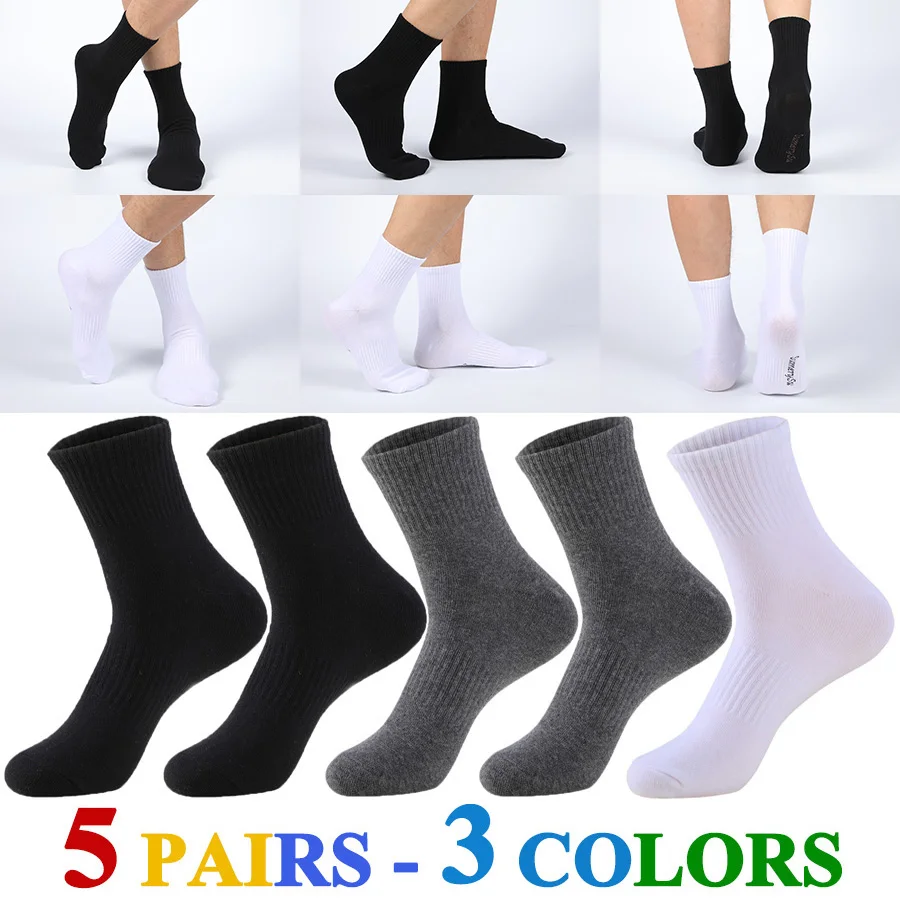 3 Pairs/Lot Socks Men Sports Running Dress Long Casual Thick Cotton Solid Outdoor Breathable Climbing Business Sock 21 Colors