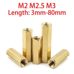 M2 M2.5 M3 Female To Female Hex Brass Standoff Pillar Spacer Double Pass Hexagon PCB Motherboard Hollow Thread Pillars 3mm-80mm