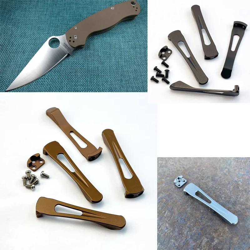 

3 цвета с винтами, стандартный модульный стабилизированный титановый зажим с ЧПУ V2, для ножей Spyderco C81 Paramilitary2 C223 Para3