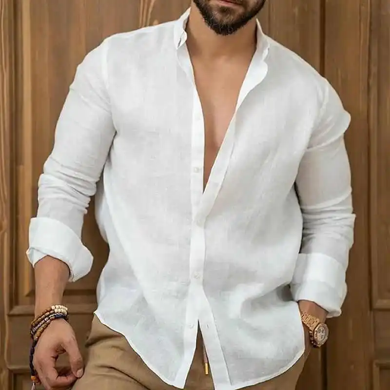 

Loose Lapel Long Sve irt for Men Button up Collar Men's Faionable Slim Fit Sun Protection Treaent Cotton Ice Sensation