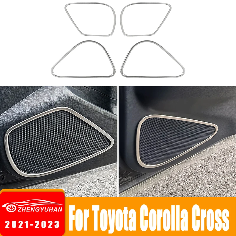 

Car Door Audio Speaker Cover Trim Stickers Stainless Steel Accessories For Toyota Corolla Cross XG10 2021 2022 2023 Hybrid GR