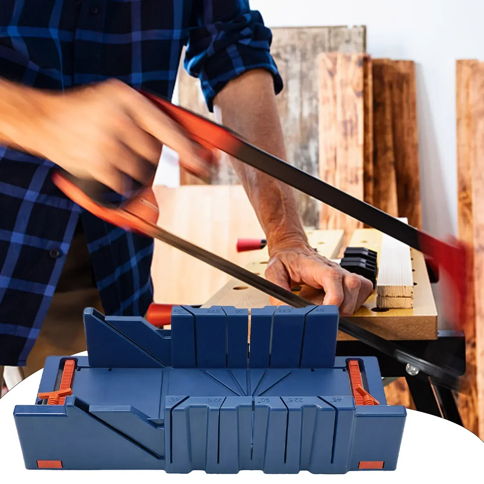 Tool Mitre Saw Box Woodworking 45 Degree Cutting Cutting Multifunction S/M/L 90 Degree Cutting ABS Plastic Blue