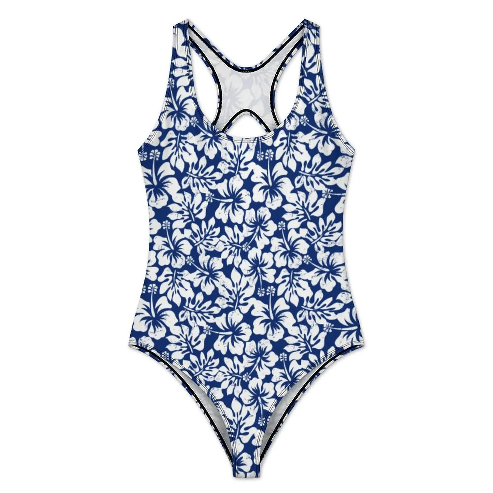 Retro Flower Swimsuit Tropical White Hibiscus Push Up Swimwear One Piece Holiday Bathing Suits Swimsuits Beach Wear Plus Size