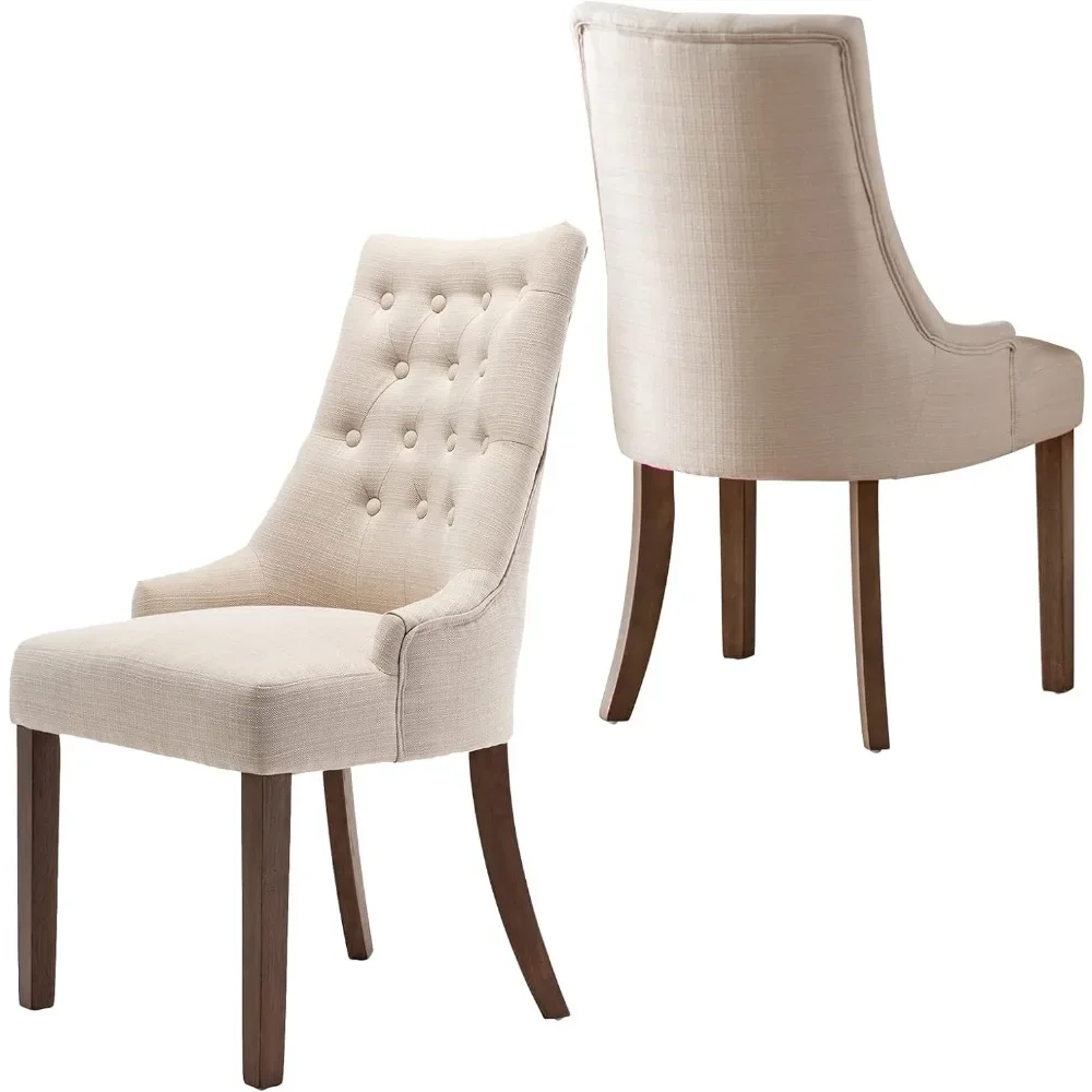 Dining Chair Set of 2 with Tufted Button for Home Kitchen Resturant,  Wingback Upholstered, Fabric Side, Dining Chair