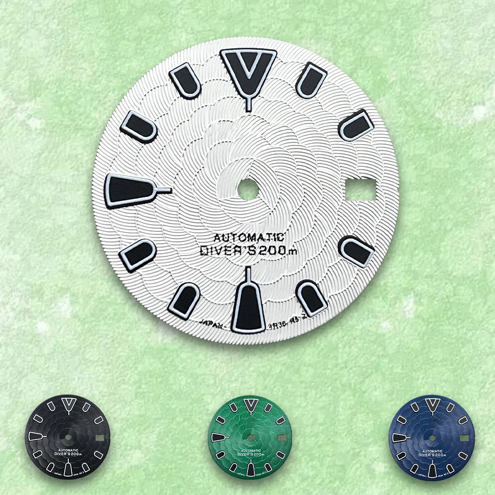 

28.5mm S Logo Dial 3D Lotus Flower Suitable For NH35/NH36/4R/7S Japanese Automatic Movement Green Luminous Watch