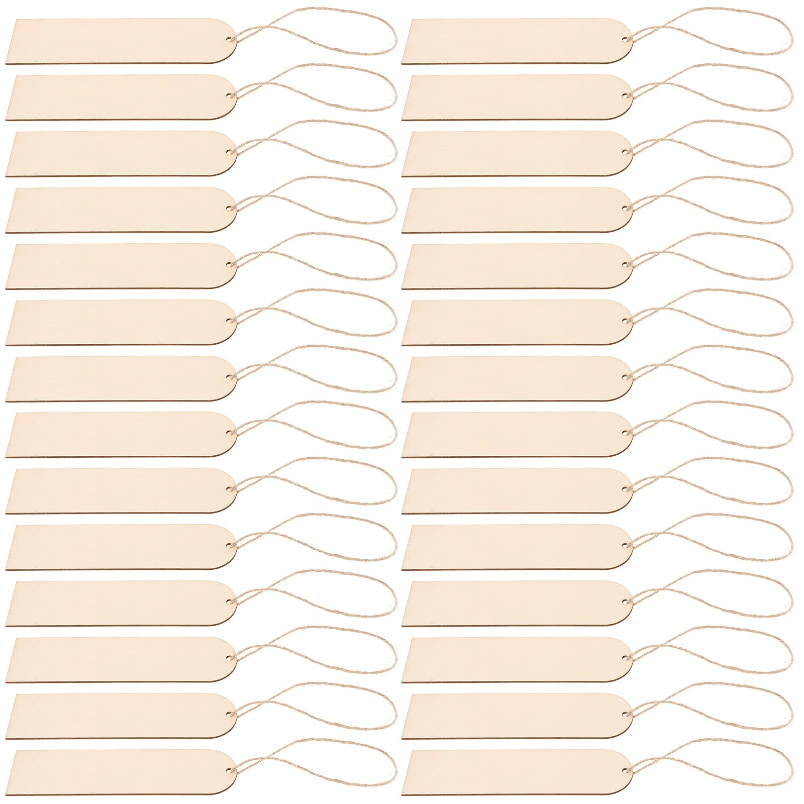 

30Pcs DIY Blank Wooden Bookmarks Unfinished Tags with Hanging Rope for Craft Painting Gift Decorations Party Supplies