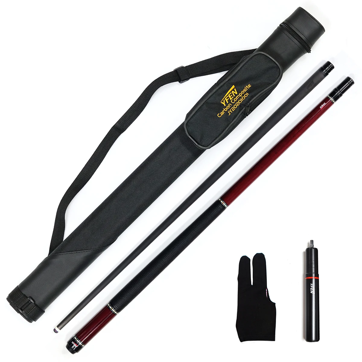 High-end YFen Billiard Pool Cue Set Carbon Fiber Shaft Pool Cue with Real Leather Cue Bag, Extension and Glove