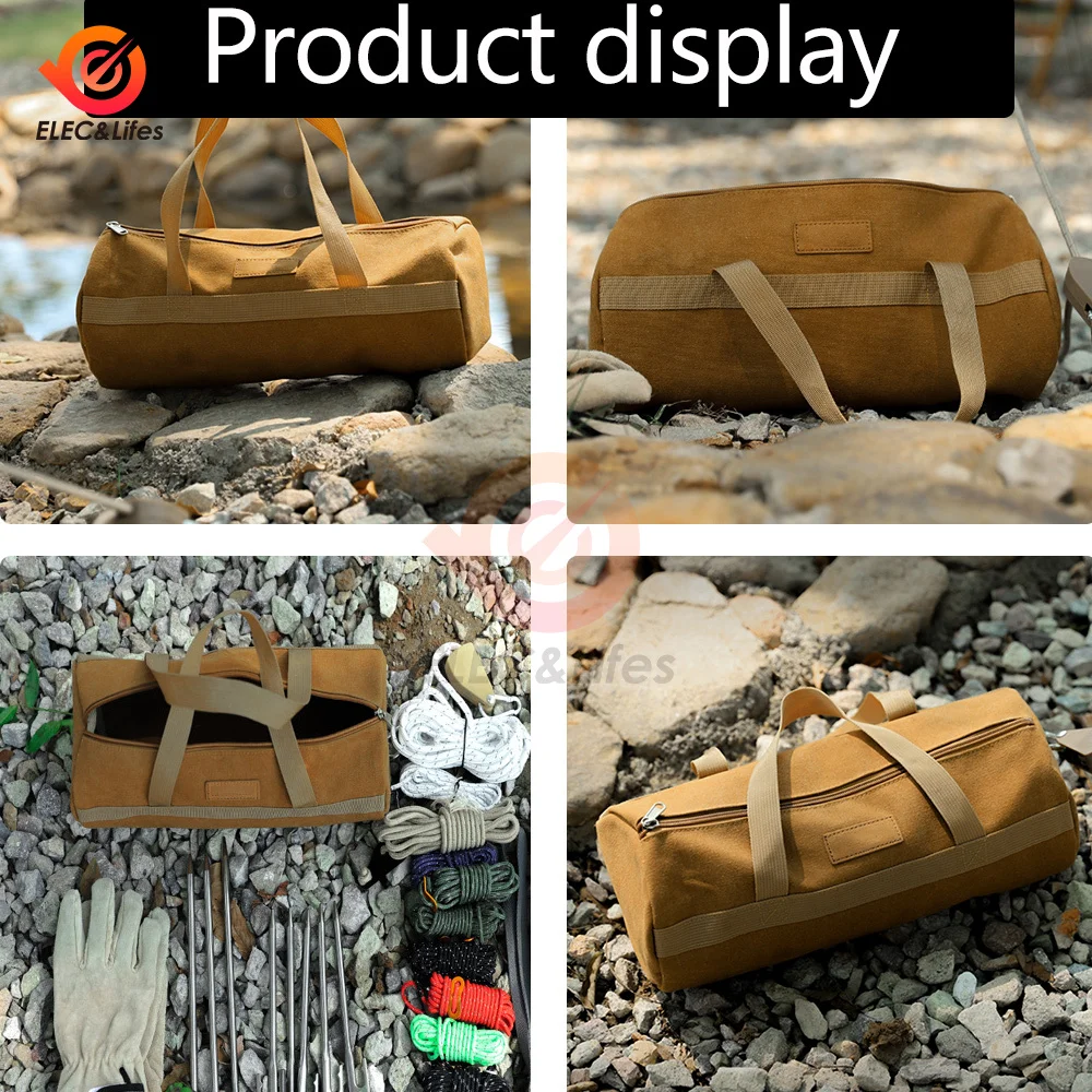 Outdoor Camping Gas Tank Storage Bag Large Capacity Ground Nail Tool Bag Gas Canister Picnic Cookware Utensils Kit Bag
