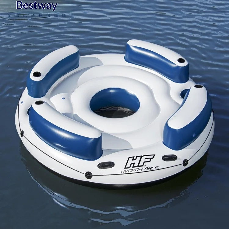 Large Inflatable Floating Island with Sunshade, 8-10 People for Sea Rafting & Home Use