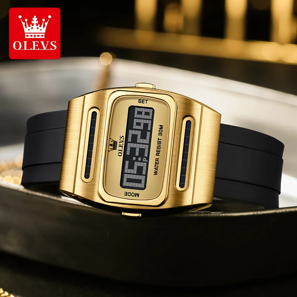 OLEVS 1125 Dual-Power Electronic Movement Watch HD Night Light Casual Street Style Silicone Watch Strap 30m Waterproof Watch