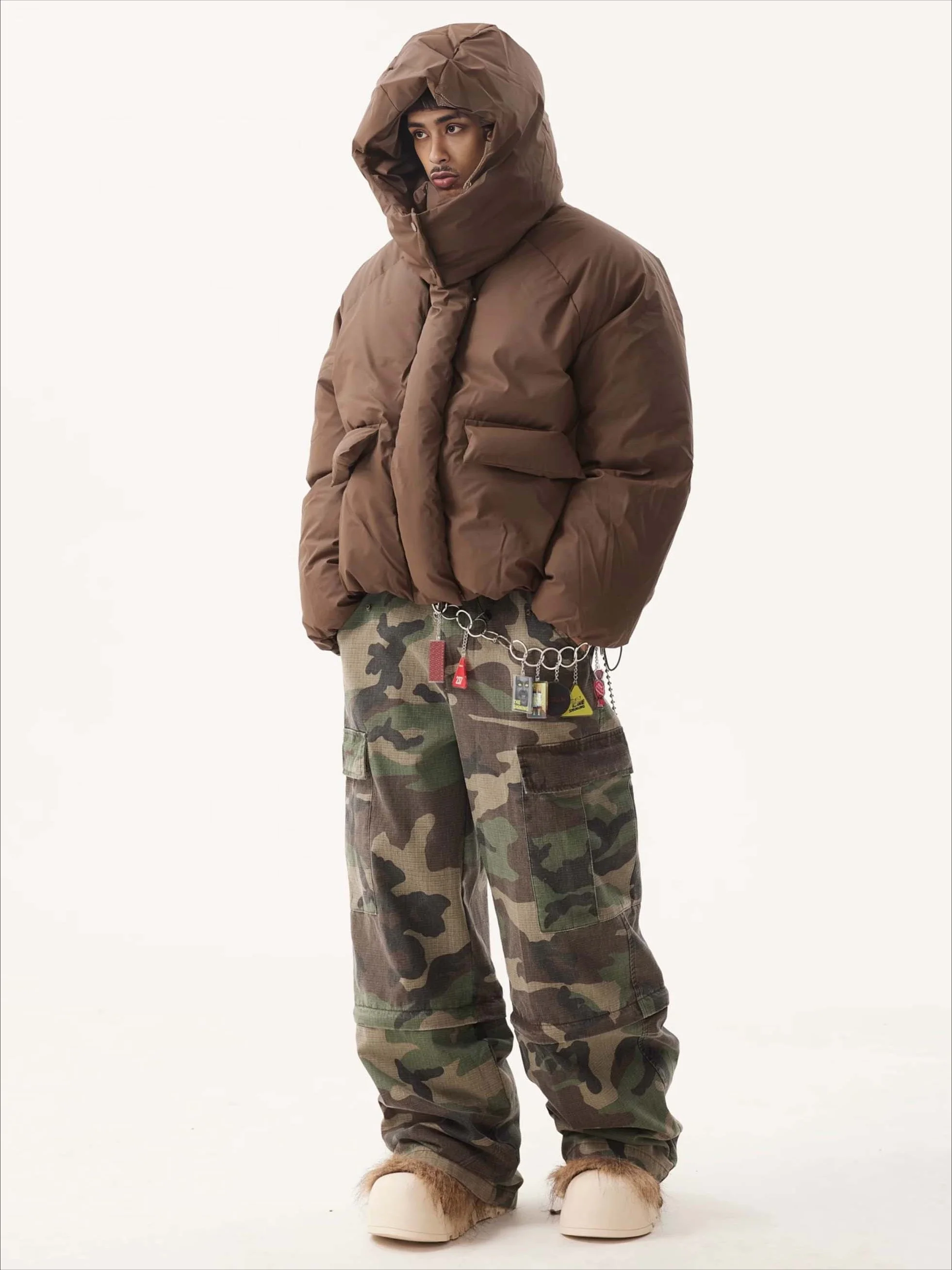 Removable Hat Thickened Short Cotton-padded Bread Jacket Winter Puffer Jackets for Men