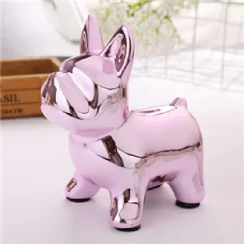 Pink French Bulldog European Ceramic Crafts Bulldog Piggy Bank Home Decor Cute Piggy Bank Ornaments Creative Bulldog Money Box