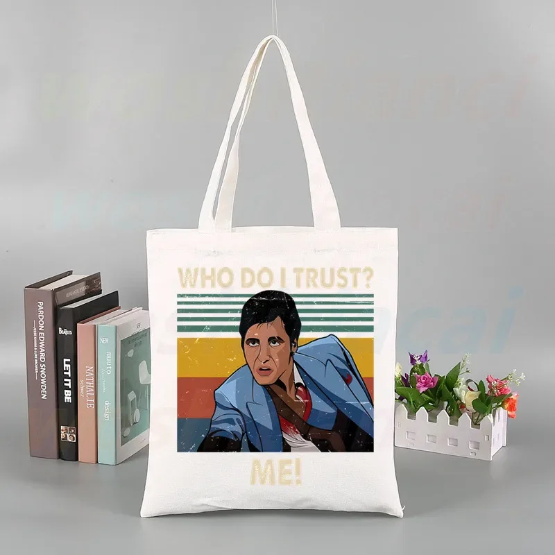 Who Do I Trust Me Every Dog Has His Day Print Canvas Shoulder Tote Bag Handbags Eco Reusable Shopping Bag Fashion Ulzzang Bags