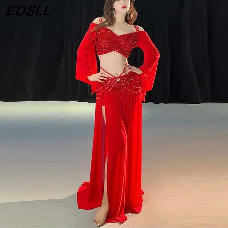 

Women Belly Dance Costume Set Lady Dance Dress Practice Training Class Clothing Clothes Adult Stage Performance Costume Outfit