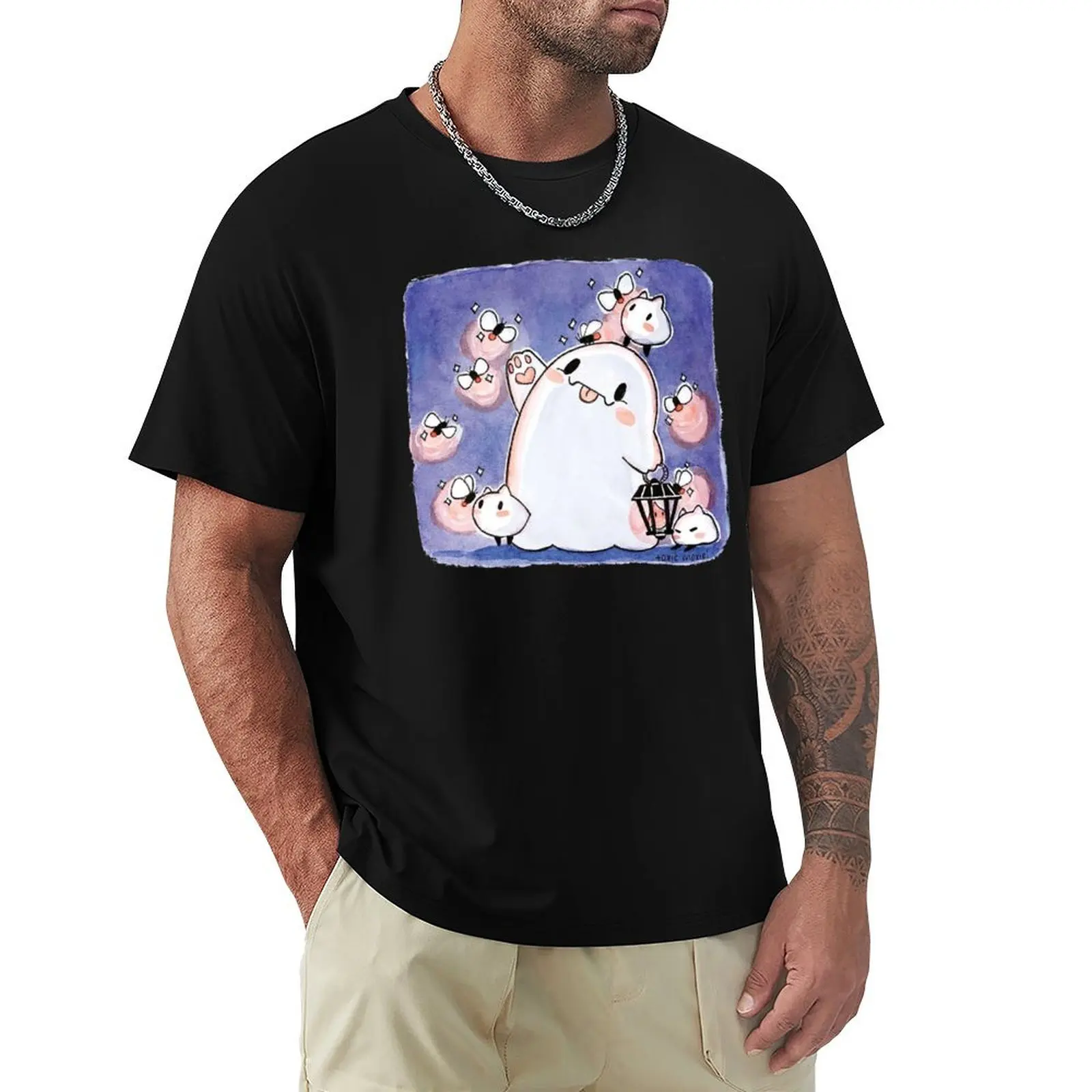 I’m just a little ghost mesmerized by the magical light of the fireflies. T-Shirt Basic Plain Tee for Spring and Summer