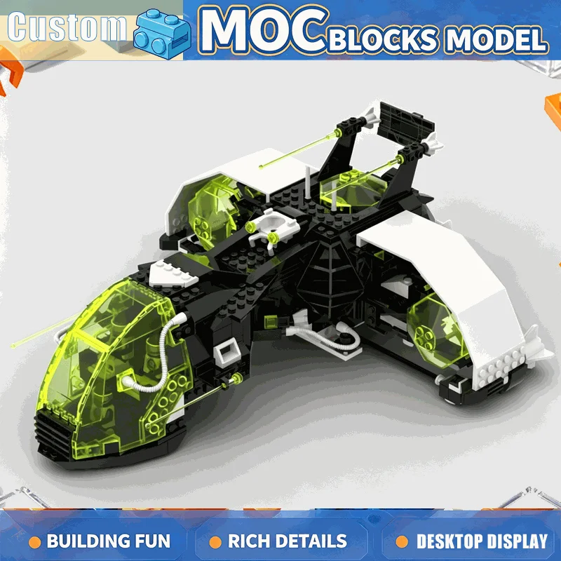 646PCS Space Conqueror Ship Building Blocks Set Neon Green Series Galaxy Fighter Model DIY Assembly Education Toy Birthday Gift
