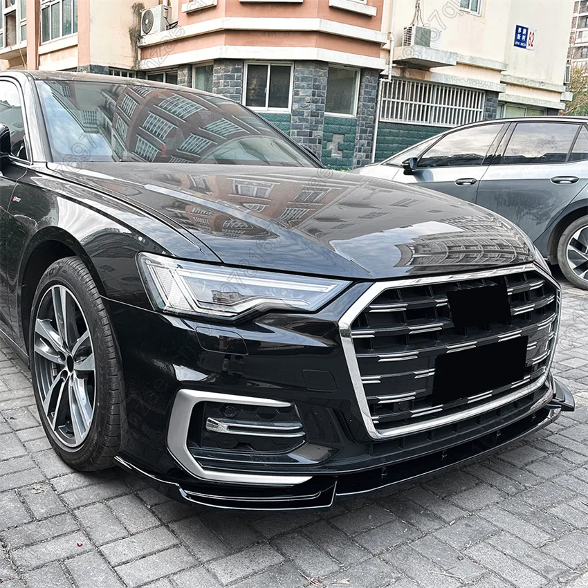 Picture 5: For Audi A6 C8 Sline 2018-2025 3PCS Car Front Bumper Lip Spoiler Splitter Front Bumper Lip Chin Canard Exterior Tuning