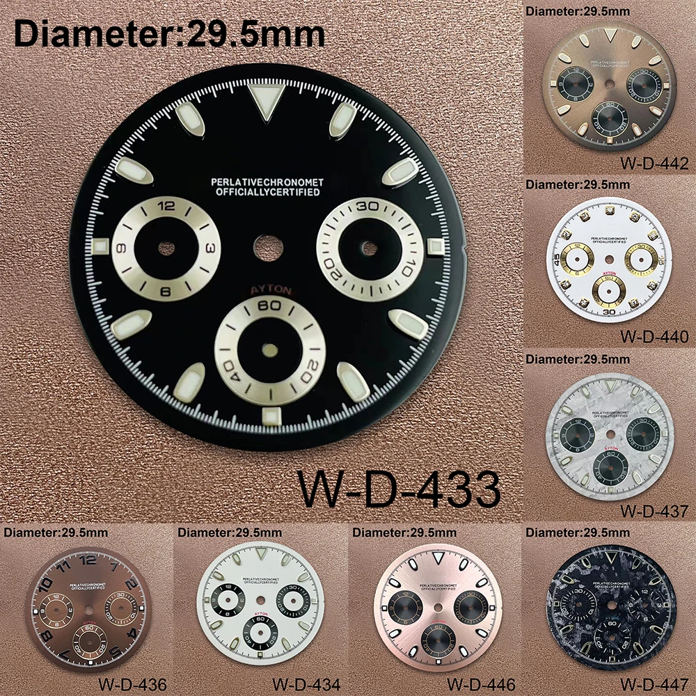 

29.5mm S Logo DTN Panda Dial Suitable For VK63 Movement Green Lminous Sunray Quality Watch Modification Accessories