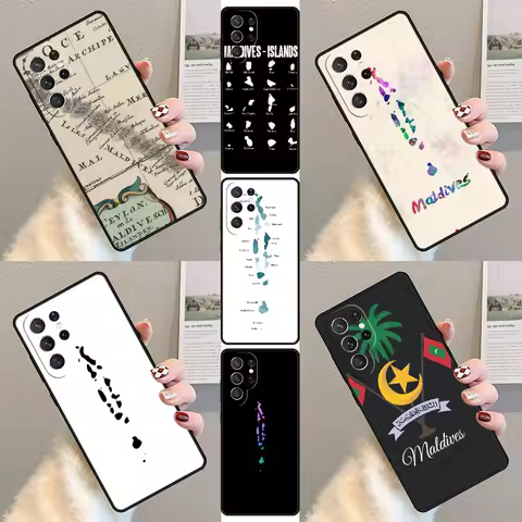 Maldives Map Phone Case For Samsung Galaxy S23 S21 S20 FE S24 S22 Ultra Note20 S10 S9 S8 Plus Silicone Cover