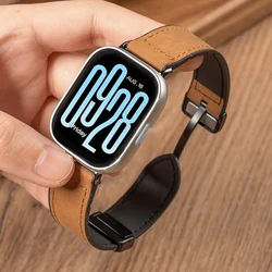 Leather Strap For Xiaomi Redmi Watch 5 Active/5 Lite Metal Magnetic Fold Buckle Watchband For Redmi Watch 3 Active/3 Lite Correa