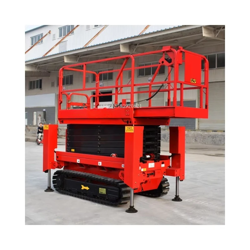 8M 10M 16M Electric Mobile Self Propelled Tracked  Scissor Lift with Hydraulic System  for Building Material Shops and Farms